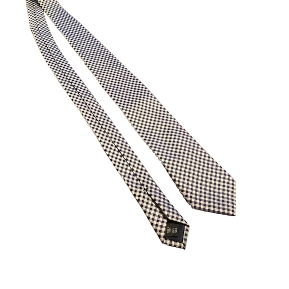 MICHAEL Michael Kors 100% Silk Tie Blue and White Checkered Patterned - Picture 5 of 8